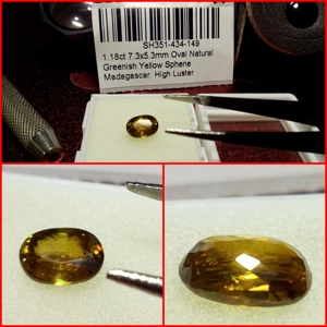 Esfena Oval verde - amarilla Oval 1.18 cts