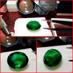 ESMERALDA OVAL CREADA VERDE COLOMBIANA 15 Cts