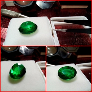 ESMERALDA VERDE COLOMBIA CREADA OVAL 13,60 Cts