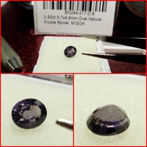Espinela Oval púrpura de M'gok 0.80 cts