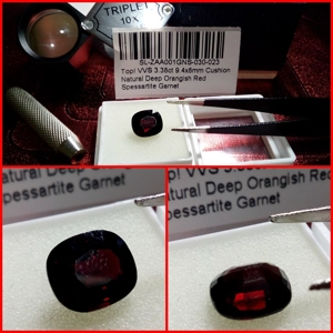 Granate VVS Espesartina talla Cojín 3.38 Cts