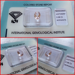 Morganita Oval certificada IGI 0.96 Cts