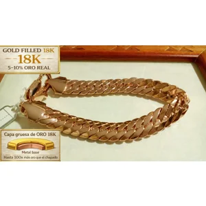 Pulsera Cubana Rosé GF. 18K 11MM X 21CM