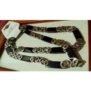 CADENA ESPECIAL PLATEADA Y NEGRA 8,5MM