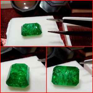 IMPRESIONANTE ESMERALDA DENTRITICA CREADA COLOMBIA 7.5 Cts