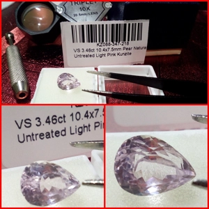 Kunzita talla Pera de Afganistán 3.46 Cts.