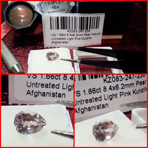 Kunzita VS talla Pera Afganistán 1.66 Cts.