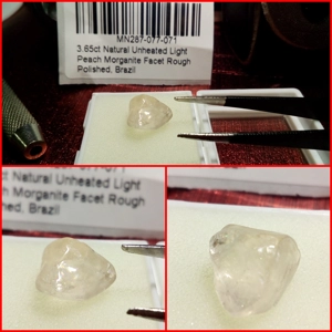 Morganita Pulida en sin tallar de Brasil 3.65 Cts