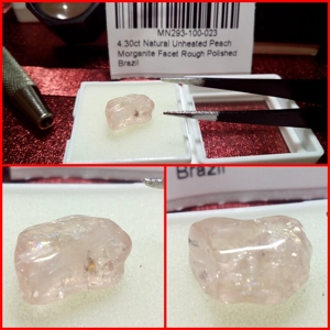 Morganita Pulida en sin tallar de Brasil 4.30 Cts