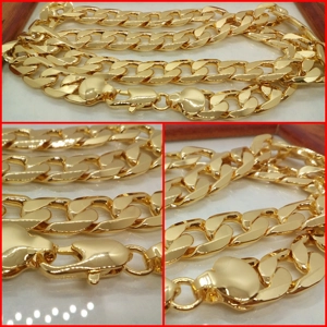 CADENA CUBANA GOLD FILLED 18K 12MM - 60CM