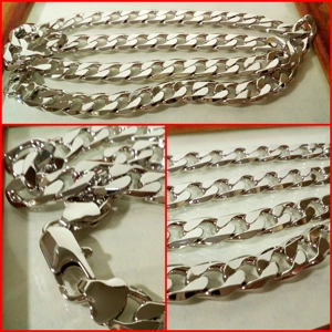 CADENA CUBANA GF. 18K BLANCO 10MM X 60CM