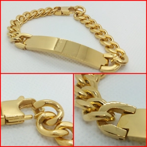 ESCLAVA HOMBRE ACERO CHAPADO ORO 21CM X 9MM
