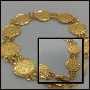 PULSERA MONEDAS 10MM X 18CM CHAPADO ORO 18K