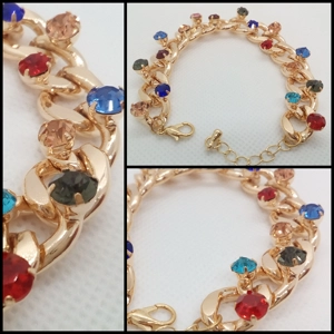 PULSERA MUJER ROSADA CON CIRCONITAS DE COLORES