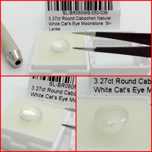 Ojo de Gato blanco en Cabujón de Sri-lanka 3.27 Cts.