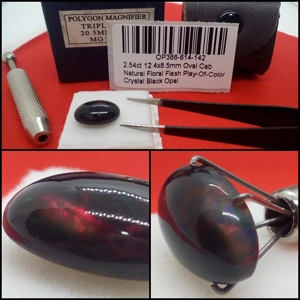 Ópalo negro cabujón floral flash 2.54 Cts
