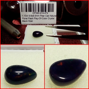 Ópalo Negro Cabujón Pera Floral 1.10 Cts