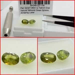 Pareja de Esfenas verdosas Oval 1.98 Cts.