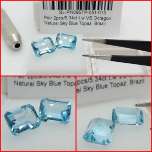 Pareja de Topacios Azul Cielo de Brasil  5.34 Ct.