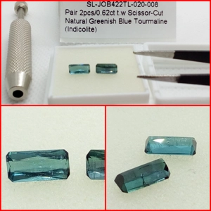 Pareja de Turmalinas Azul talla Scissor 0.62 Cts.