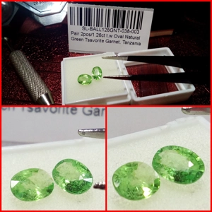 Pareja Granates Tsavorita talla Oval 1.26 Cts.