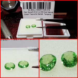 Pareja Oval Granates Tsavorita Tanzania 0.81 Cts