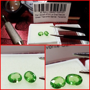 Pareja Oval Granates Tsavorita Tanzania 0.87 Cts