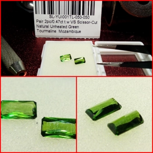 Pareja Turmalinas VS color verde Rectangular 0.47 Cts