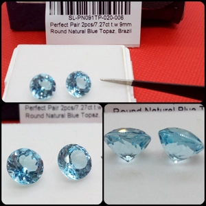 Pareja de Topacios de Brasil talla redonda perfecta 7.27 ct.