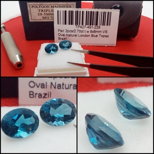 Pareja de Topacios Oval VS Azul Londres Brasil 2.70 Cts