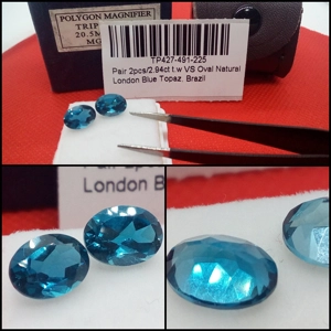 Pareja de Topacios Oval VS Azul Londres Brasil 2.94 Cts