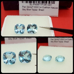 Pareja de Topacios talla cojín de Brasil 7.02 Cts