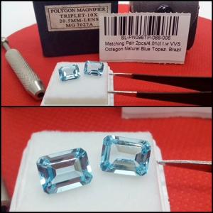 Pareja Topacios VVS octógono Azul Brasil 4.01 Cts