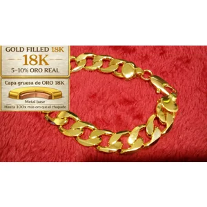 Pulsera Estilo Cubana Gruesa G.F. 18k 12MM x 20CM