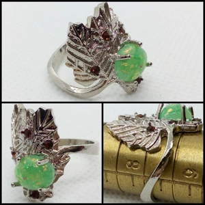 Anillo Hojas de Ópalo - Talla 8.5 USA