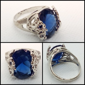 Anillo Zafiro Real - Talla 8 USA