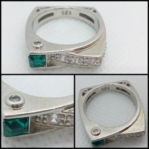 Anillo Geométrico Esmeralda - Talla 9 USA