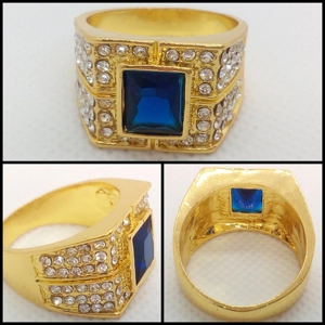 Anillo Real de Zafiro chapado oro 18k