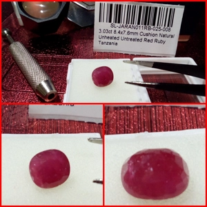 Rubí de Tanzania talla Cojín 3.03 Cts