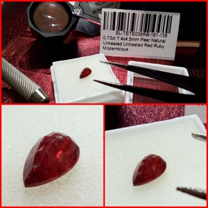 Rubí Rojo Talla pera Mozambique 0.73 Cts