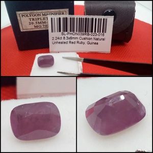 Rubí de Guinea talla Cojín 2.24 Cts Excelente talla