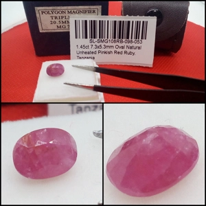 Rubí Oval aplanado rosado Tanzania 1.45 Cts