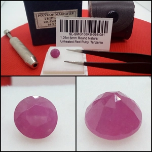 Rubí Natural Redondo de Tanzania 1.26 Cts - Excelente Talla y Color Vibrante
