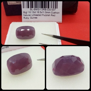 Rubí sin tratar de guinea talla cojín 18.13 Cts