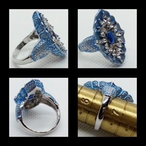 Sortija Flor Azul - Talla 8 USA