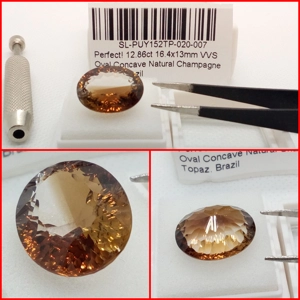 Topacio Brasil VVS Imperial Oval Cóncavo 12.86 Cts