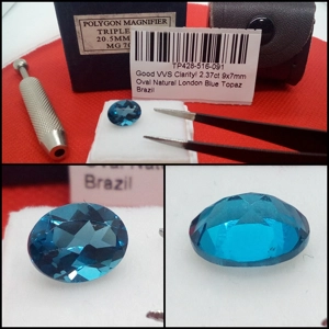 Topacio Natural Azul Londres VVS Oval de Brasil - 2.37 Cts