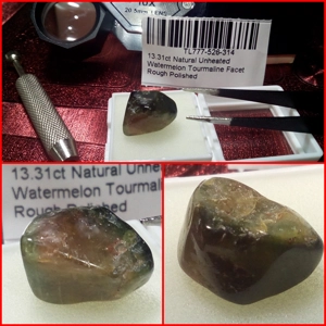 Turmalina Sandía en bruto pulida 13.31 Cts
