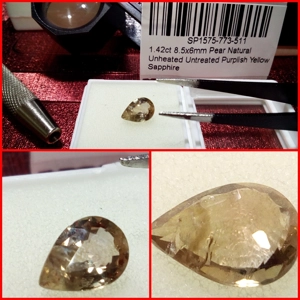 Zafiro Amarillo talla Pera Madagascar 1.42 Cts