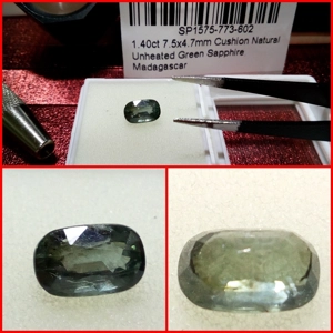 Zafiro Cojín Verde Madagascar 1.40 Cts.